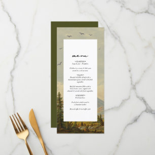 Menu Watercolor Pine Tree Forest Mounts Mariage
