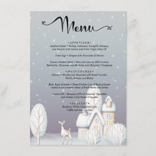 Menu watercolor snow House baby shower