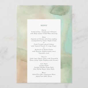 Menu Watercolor Soft Pastel Beach Wedding
