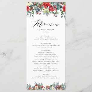 Menu Watercolor Winter Blooms Garland Mariage