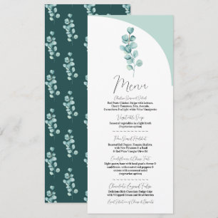 Menu Wedding Eucalyptus Modern Reception Greenery