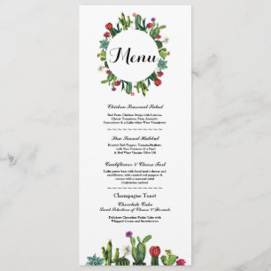 Menu Wedding Reception Cactus Fiesta Mexican Menus Invitation