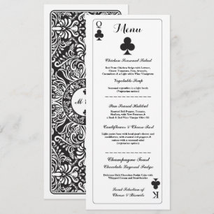 Menu Wedding Reception Playing Cards Ace of Clubs