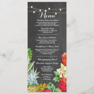 Menu Wedding Reception Rustic Chalk Aloha Cards