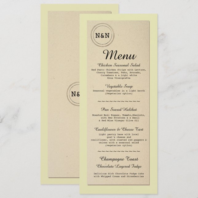 Menu Wedding Reception Rustic Library books Menus Invitation (Front/Back)