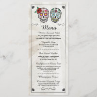 Menu Wedding Reception Rustic Sugar Skulls Menus