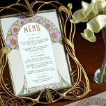 Menu Wedding Vintage Art Nouveau by Mucha Invitati Invitation<br><div class="desc">Menu Card in Art Nouveau style for your vintage-themed wedding by Alphonse Mucha in a floral, romantic, and whimsical design. Victorian flourishes complement classic art deco fonts. Please enter your custom information, and you're done. If you wish to change the design further, click the blue "Customize It" button. Thank you...</div>