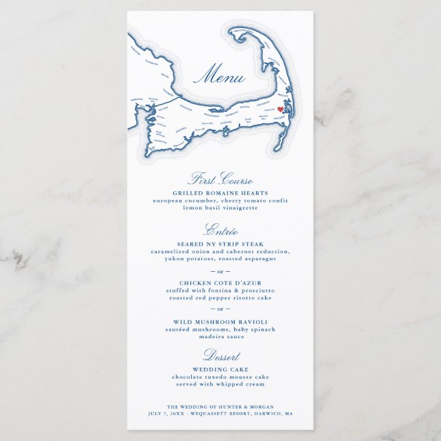 Menu Wequassett Resort Harwich MA Mariage (Devant)