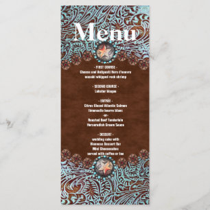 menu western cowboy brun turquoise mariage