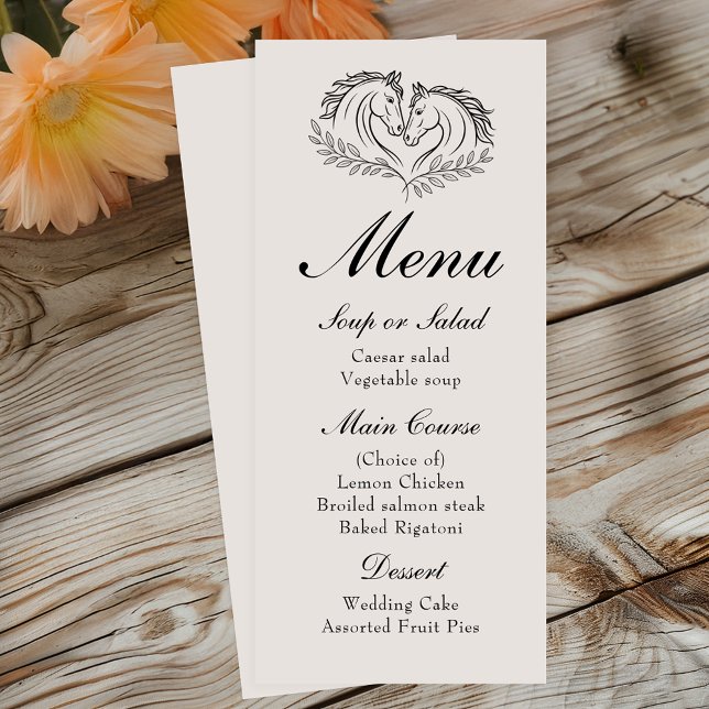 Menu Western Horse Rustic Farm Élégant Mariage campagna (Créateur téléchargé)