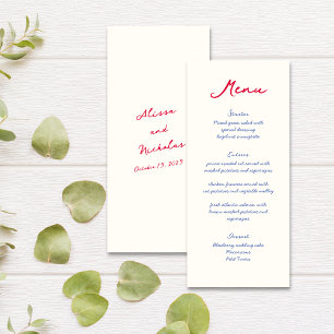 Menu Whimsical coloré manuscrit Mariage de script