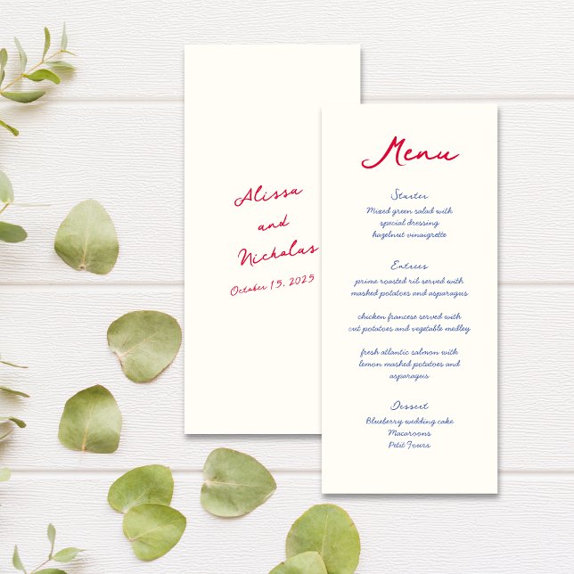 Menu Whimsical coloré manuscrit Mariage de script (Créateur téléchargé)