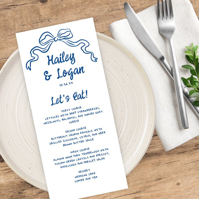 Menu Whimsical Illustrated Bow moderne Mariage amusant (Créateur téléchargé)