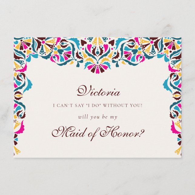 Menu Whimsical Luxury ivoire Floral Style Mariage front (Devant)