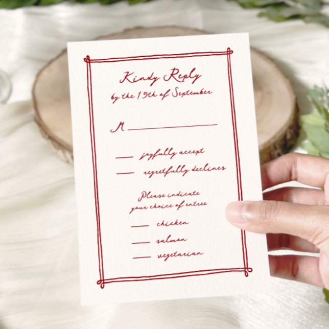 Menu Whimsical Main Drawn Option Wedding rsvp (Créateur téléchargé)