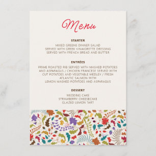 Menu Wild Rose Woods Exotic Flower Garden Mariage