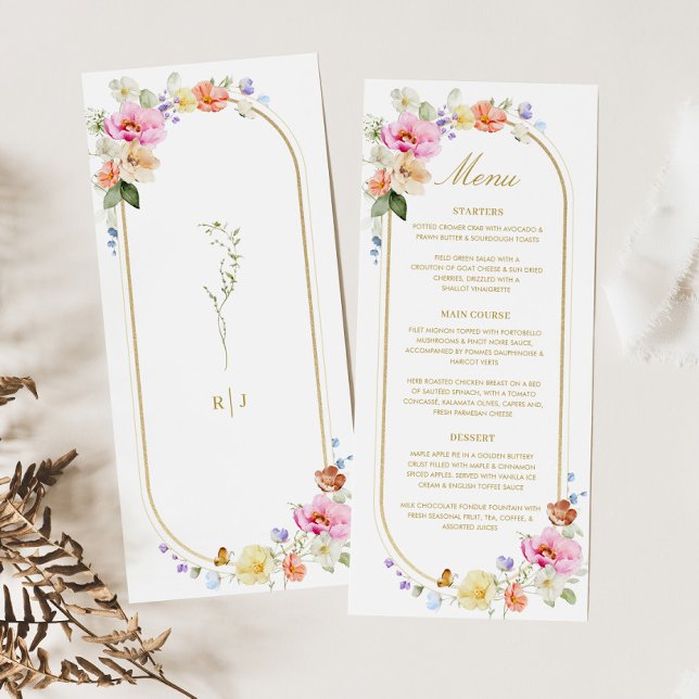 Menu Wildflower Wedding, Colorful Floral Wedding (Créateur téléchargé)