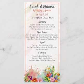 Menu Wildflower Wedding Dinner