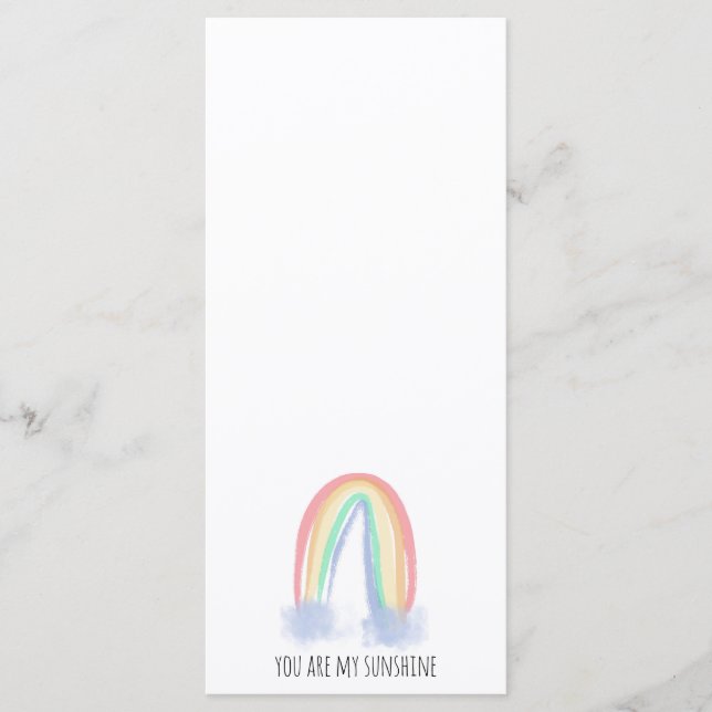 Menu You are my sunshine watercolor painted rainbow (Devant)