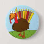 Menurkey Pin (large)<br><div class="desc">This pin features a charming,  charismatic Menurkey (combination Menorah and Turkey),  in celebration of the Chanukah-Thanksgiving crossover holiday this year.</div>