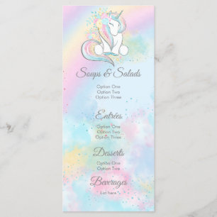 Menus de Baby Shower Licorne