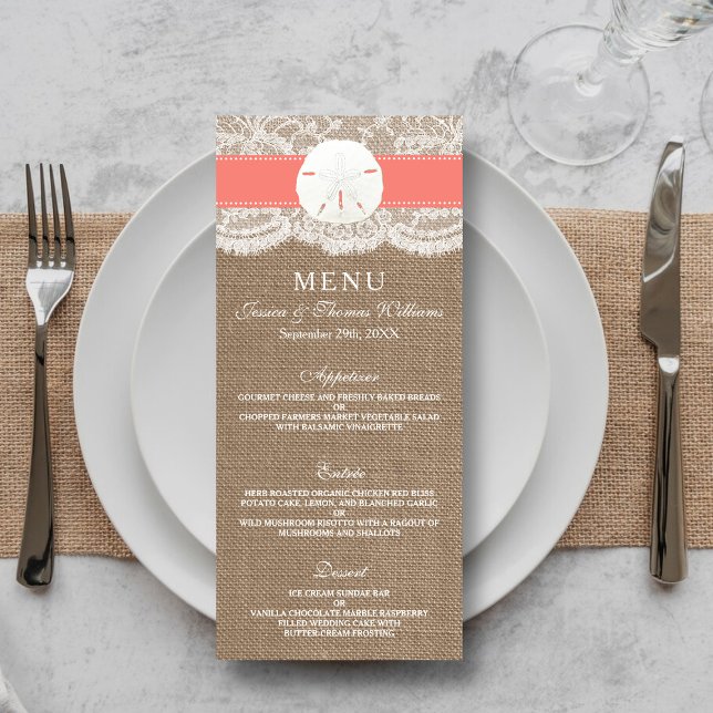 Menus de la collection Mariage Dollar Sable de Cor (Créateur téléchargé)