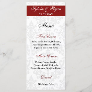 Menus de mariage damassé