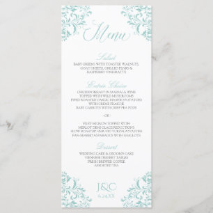 Menus de mariage élégant Nadine (Turquoise clair