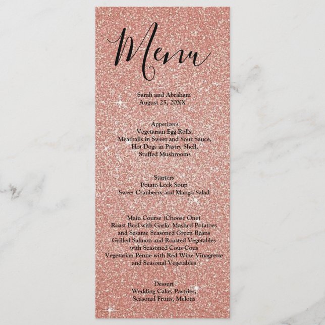 Menus de mariage en faux strass Rose Gold (Devant)