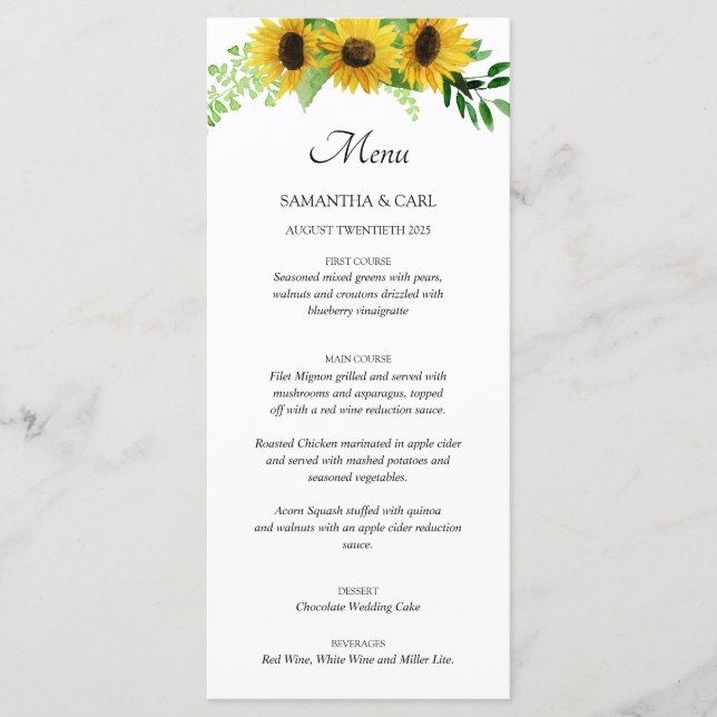 menus des tournesols et bleu pâle (Devant)