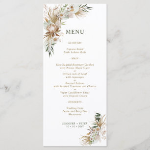 Menus Mariage Botanique Boho Vert & Or
