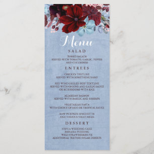 Menus Mariage Burgundy et Dusty