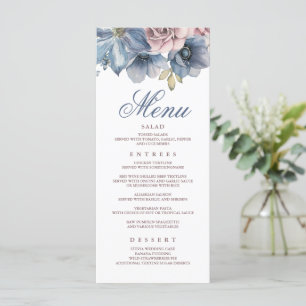 Menus Mariage moderne Dusty Blue et Mauve