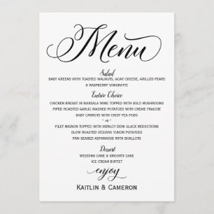 Menus mariages   Typographie moderne de luxe (Noir