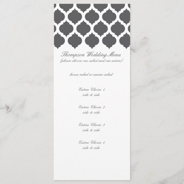 Menus marocains gris-foncé de mariage de motif (Devant)