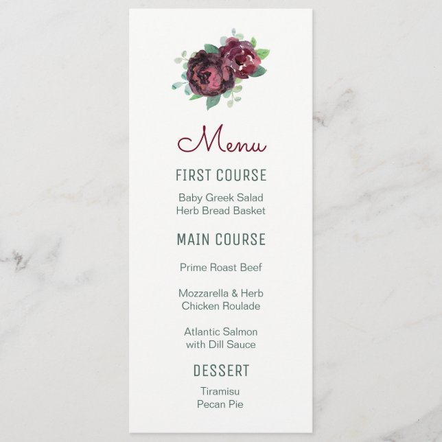 Menus Rose d'aquarelle (Devant)