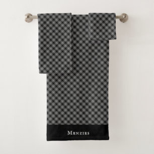 Menzies Black Scottish Tartan Plaid Motif