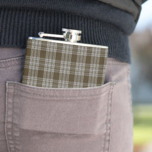 Menzies Brown Clan Tartan Plaid Pattern Hip Flask