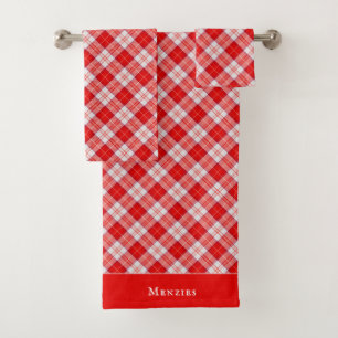 Menzies Red Clan Tartan Scottish Plaid Bath Towel Set