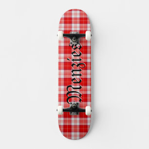 Menzies Red Clan Tartan Scottish Plaid Skateboard