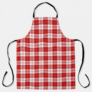Menzies tartan red white plaid apron