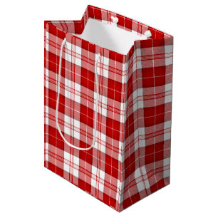 Menzies tartan red white plaid medium gift bag