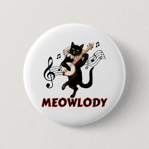Meolody Cat Music Guitar 2 Inch Round Button