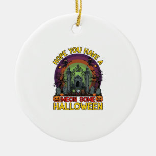 Meon Some Halloween Cemetery Gate Monsters Pumpkin Ceramic Ornament