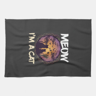 Meow Am Cat Halloween Night Witch Pumpkin_1 Kitchen Towel