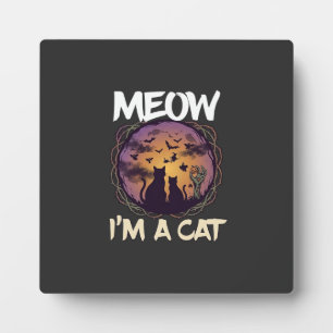 Meow Am Cat Halloween Night Witch Pumpkin_1 Plaque
