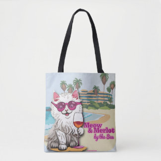 Meow and Merlot by the Sea sac fourre - tout Sac f