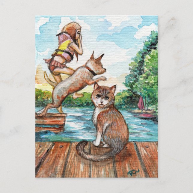 Meow at Cottage Dock Postcard (Front)