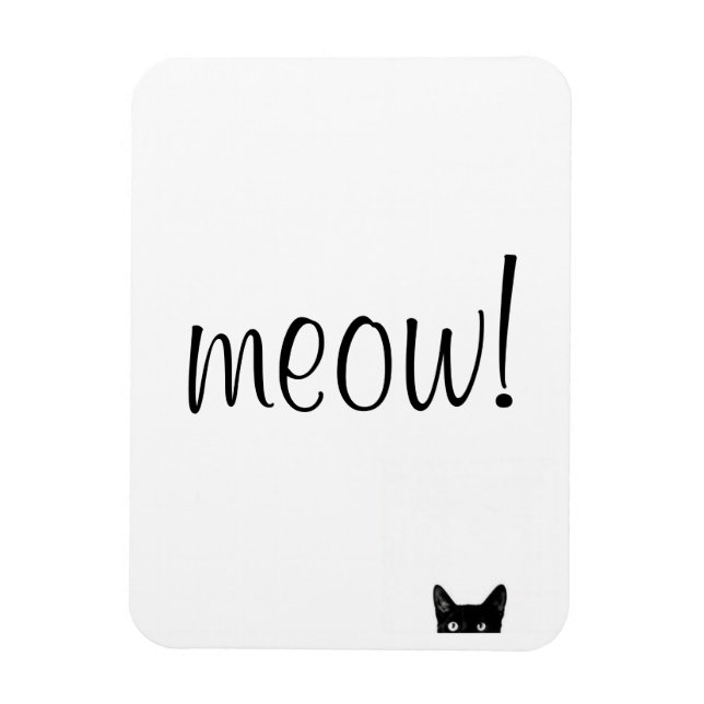 Meow Black Cat Customizable Magnet (Vertical)