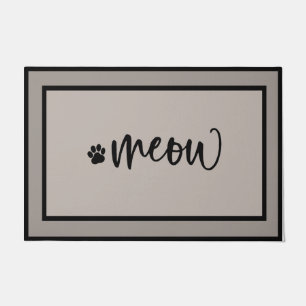 Meow Black Cat Doormat, Funny Kitty Cat Doormat
